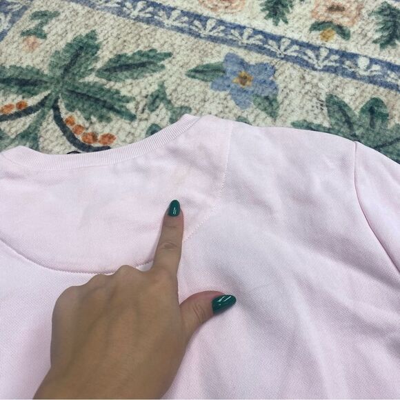 Carven Embroidered Heart Sweatshirt Sweater Pullover NWT XS Light Pink - Picture 8 of 8